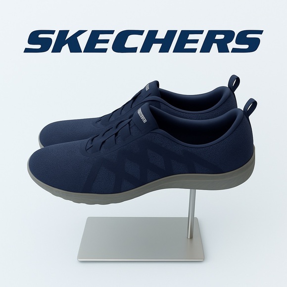 New Skechers Breathe Easy “Infi-knity” Navy Sneakers 5.5 - Picture 1 of 7